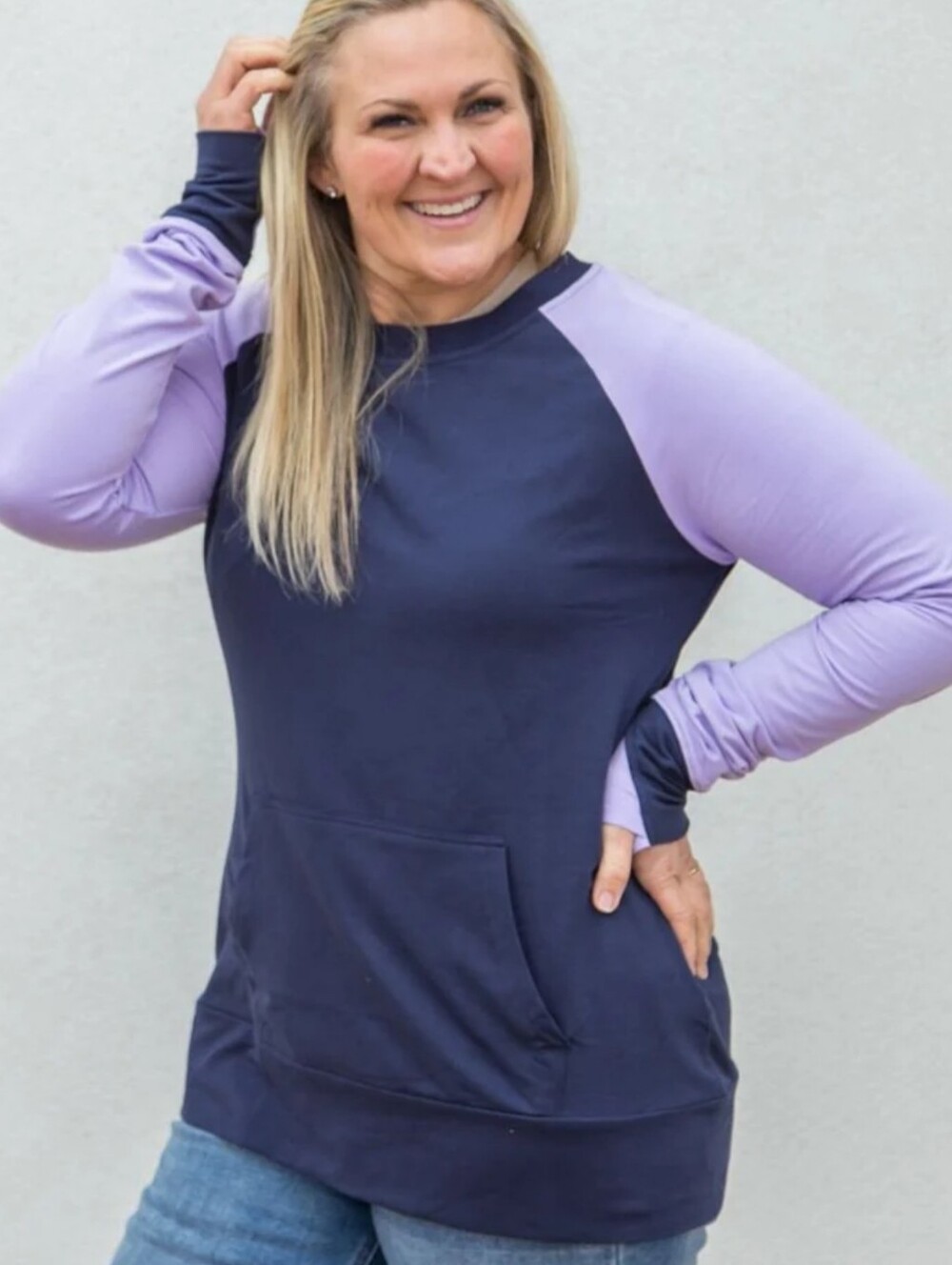 New Navy And Purple Crew Top. 7 Degrees. Sz L